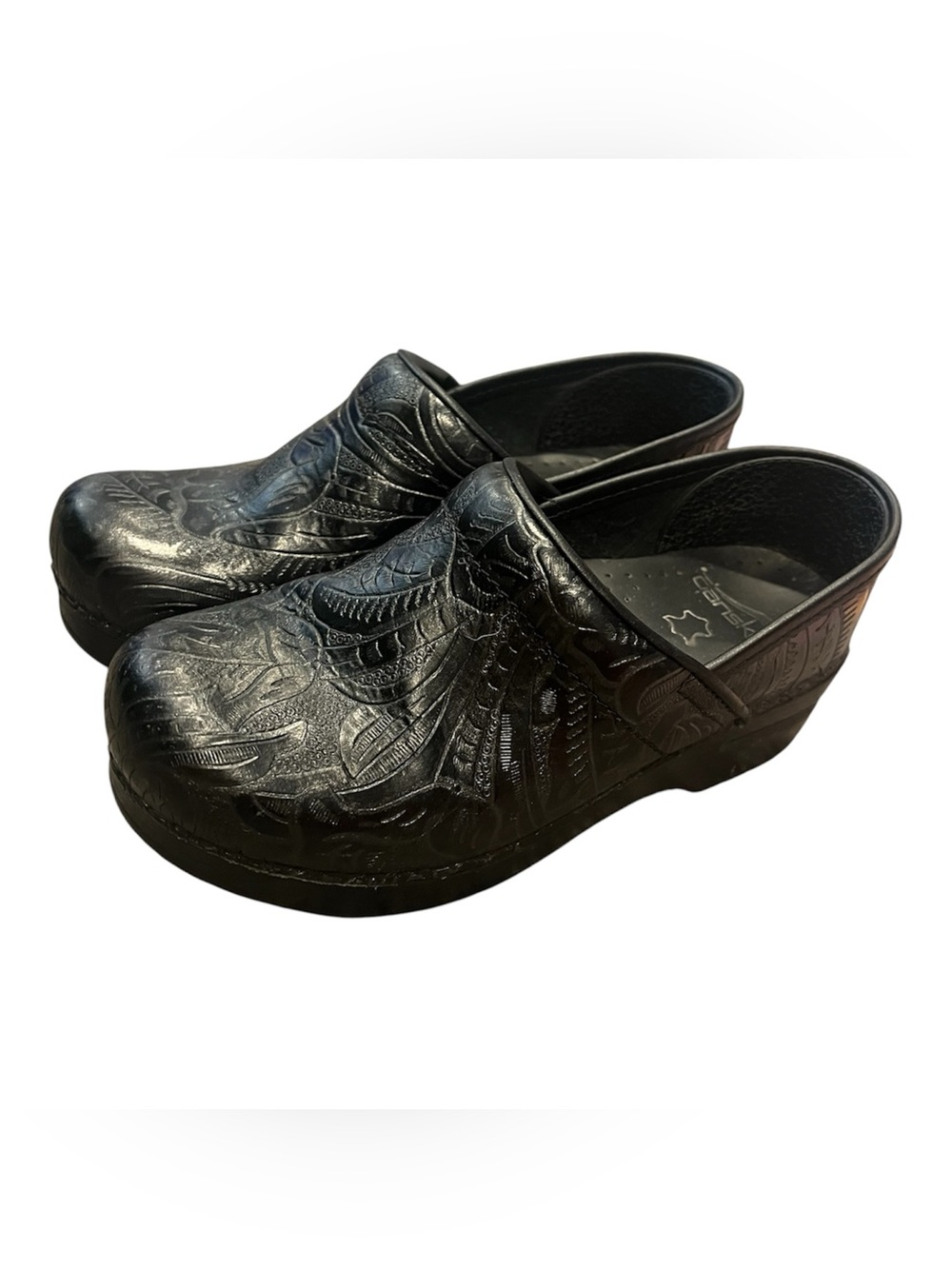 Dansko Black Leather Slip-On Clog